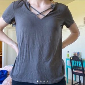 american eagle top with cross pattern